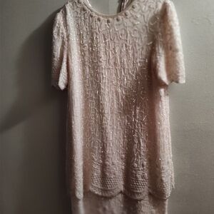 Sequin Embellished Blush Light Pink Maxi Dress
